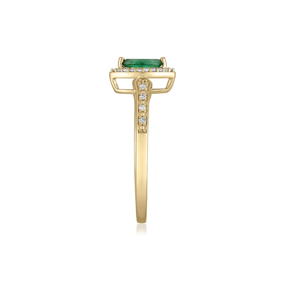 Emerald and Diamond Ring in 14K Yellow Gold (1/10 ct. tw.) – Image 3 of 3