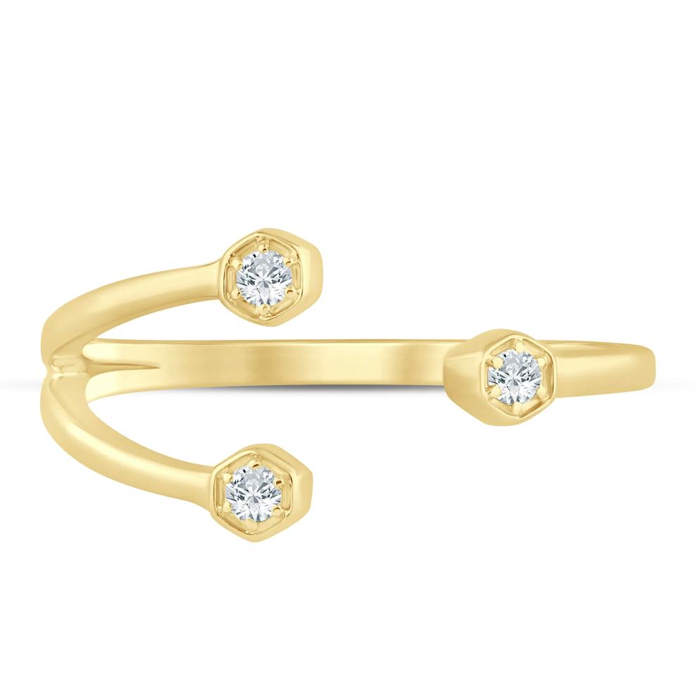 Diamond Accent Open Three-Stone Ring in 10K Yellow Gold – Image 1 of 3