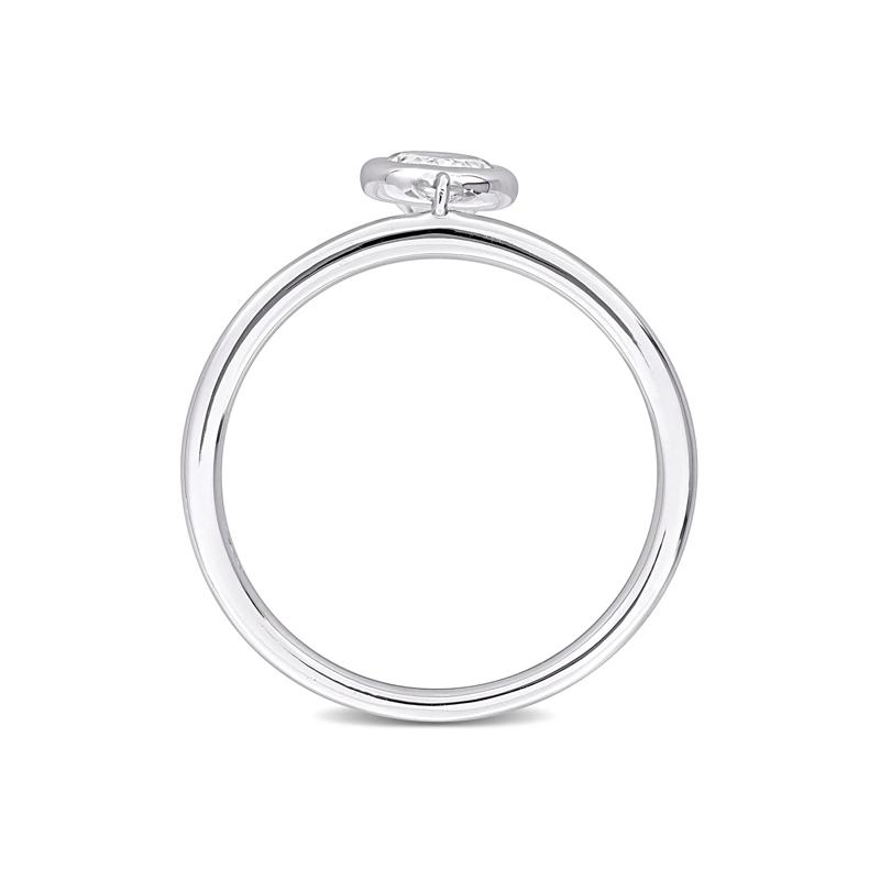 Lab-Created Moissanite Oval Bezel Dangle Ring in Sterling Silver – Image 2 of 6