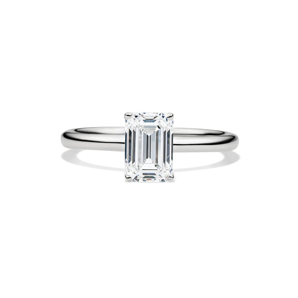 Lab Grown Diamond Emerald-Cut Solitaire Ring in Platinum (1 1/2 ct.) – Image 1 of 4