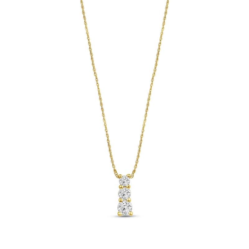 Lab Grown Three-Stone Diamond Pendant in 14K Yellow Gold &#40;1/2 ct. tw.&#41; – Image 1 of 3