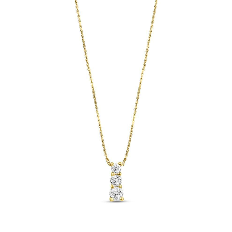 Lab Grown Three-Stone Diamond Pendant in 14K Yellow Gold (1/2 ct. tw.) – Image 1 of 3