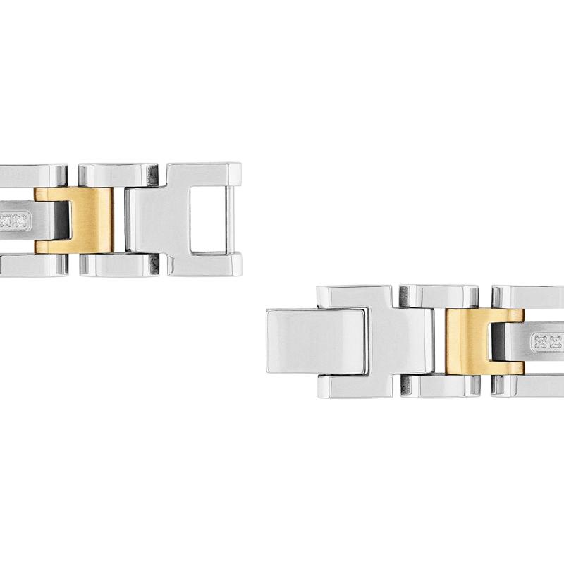 Men&#39;s Diamond Bracelet in Two-Tone Ion-Plated Stainless Steel &#40;1/7 ct. tw.&#41; – Image 3 of 3