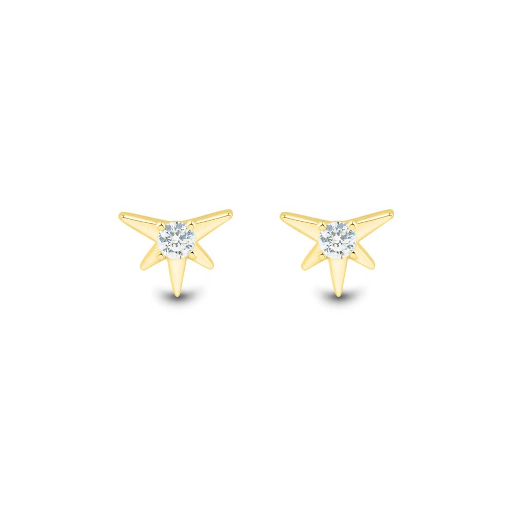 Lab Grown Diamond Starburst Stud Earrings in 10K Yellow Gold (1/10 ct. tw.) – Image 1 of 2