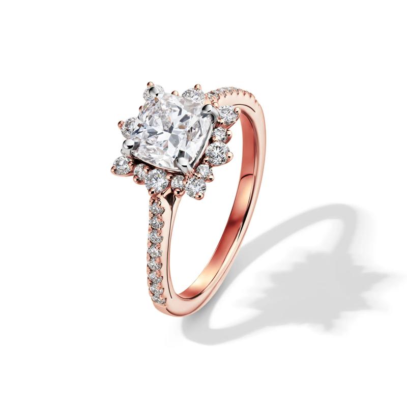 Valentina Cushion-Cut Lab Grown Diamond Halo Bridal Set in 14K Rose Gold &#40;2 1/4 ct. tw.&#41; – Image 4 of 7