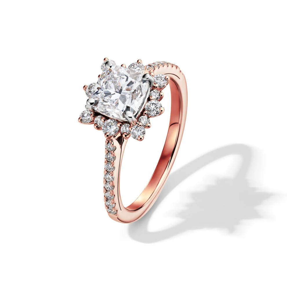Valentina Cushion-Cut Lab Grown Diamond Halo Bridal Set in 14K Rose Gold (2 1/4 ct. tw.) – Image 4 of 7