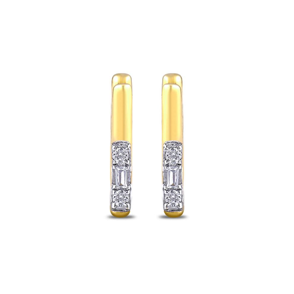 Rectangular Diamond Hoops in 10K Yellow Gold (1/10 ct. tw.) – Image 1 of 2