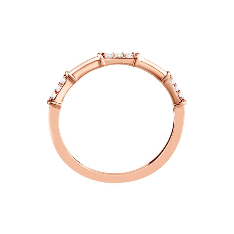 Diamond Bamboo Stack Ring in 10K Rose Gold &#40;1/10 ct. tw.&#41; – Image 2 of 3
