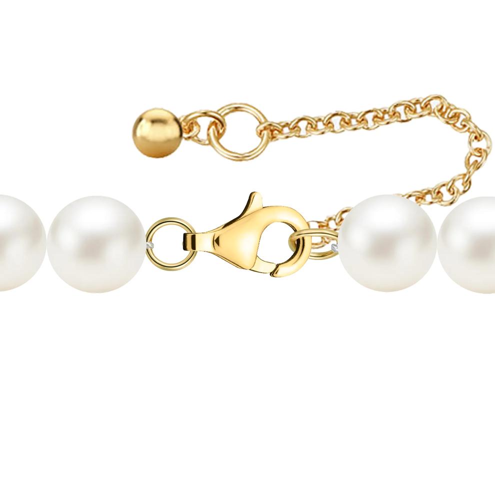 Freshwater Cultured Pearl Necklace With Diamond Clover Drop Pendant in 10K Yellow Gold (1/5 ct. tw.) – Image 2 of 4