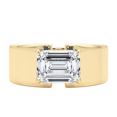 Lab Grown Diamond Emerald-Cut East West Engagement Ring in 14K Yellow Gold (2 ct. tw.)