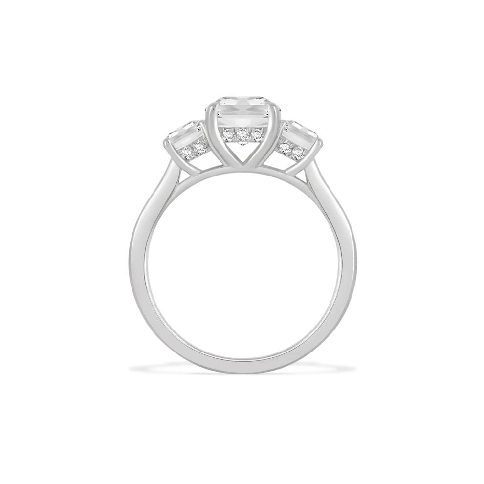 Lab Grown Diamond Elongated Cushion Three-Stone Engagement Ring in 14K White Gold (3 ct. tw.) – Image 2 of 4