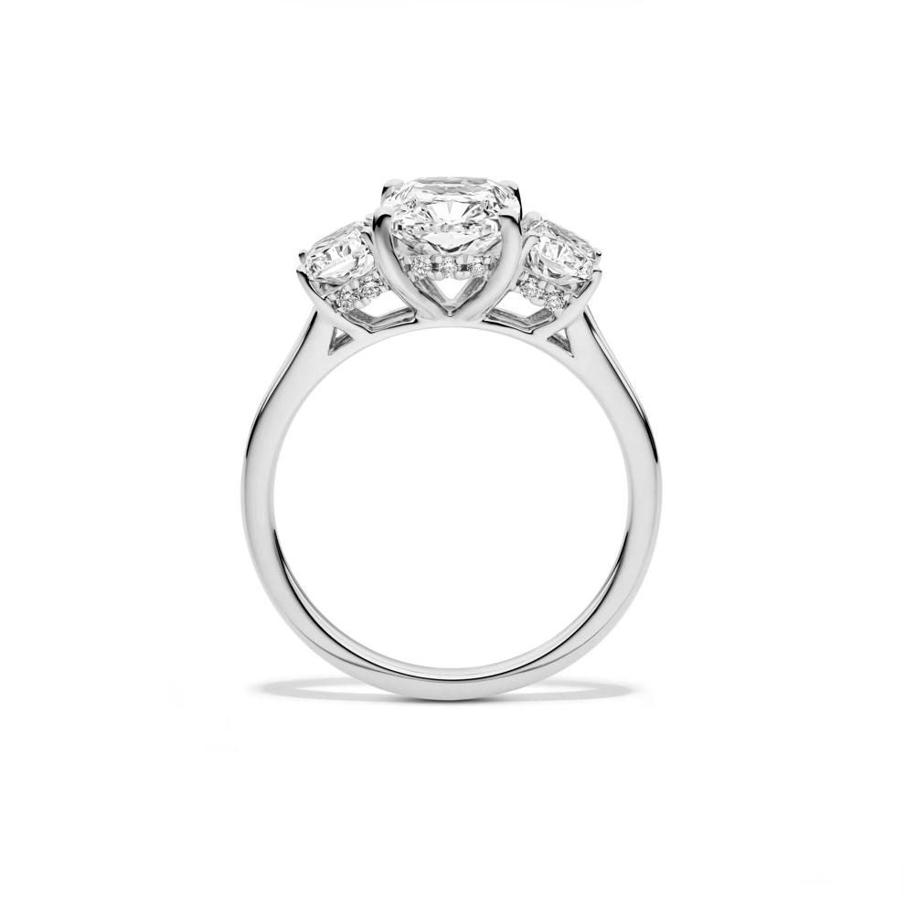 Lab Grown Diamond Elongated Cushion Three-Stone Engagement Ring in 14K White Gold (3 ct. tw.) – Image 2 of 4