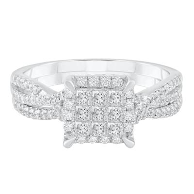 Diamond Halo Composite Engagement Set in 10K White Gold (5/8 ct. tw.)