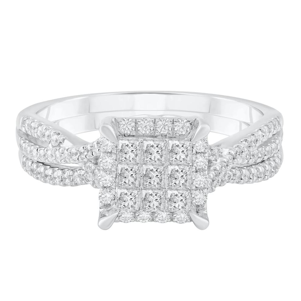 Diamond Halo Composite Engagement Set in 10K White Gold (5/8 ct. tw.) – Image 1 of 5