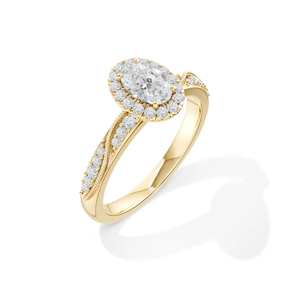Diamond Oval Center Engagement Ring in 14K Yellow Gold (3/4 ct. tw.) – Image 2 of 4