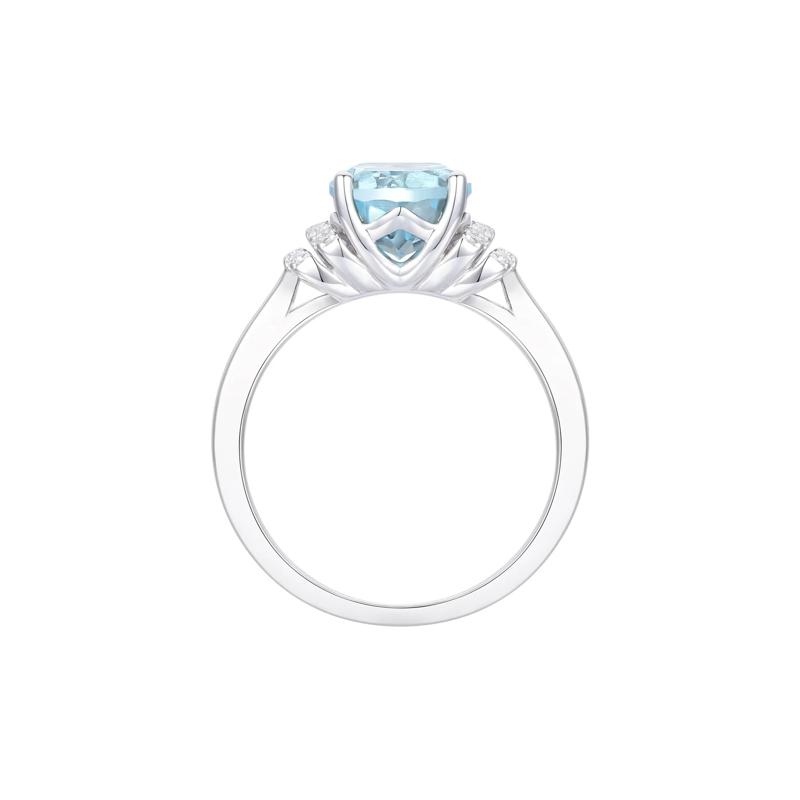 Aquamarine and Diamond Ring in 10K White Gold &#40;1/7 ct. tw.&#41; – Image 2 of 3