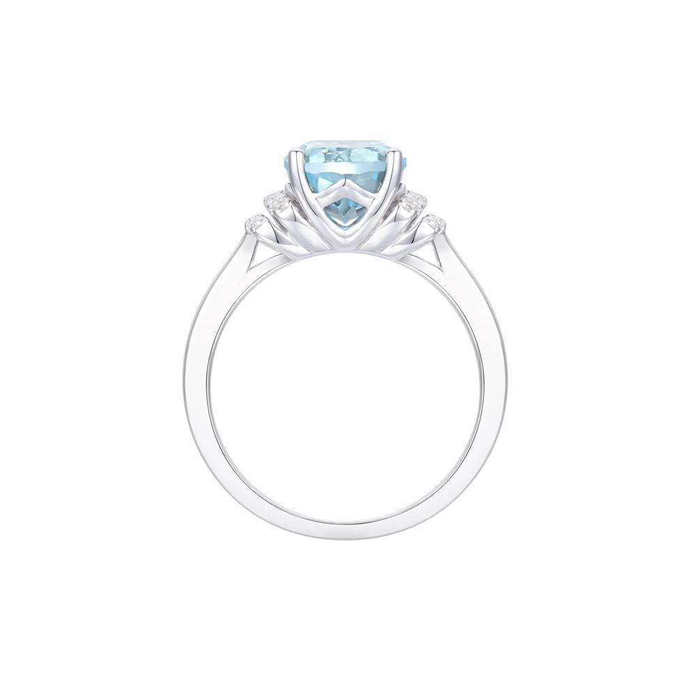 Aquamarine and Diamond Ring in 10K White Gold (1/7 ct. tw.) – Image 2 of 3