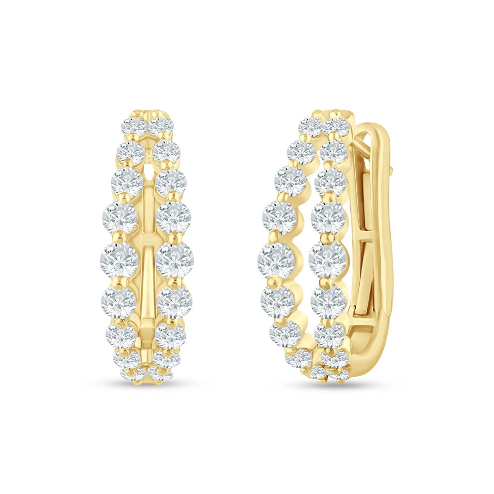 Lab Grown Diamond Double Row Hoop Earrings in 10K Yellow Gold (1 ct. tw.) – Image 1 of 1