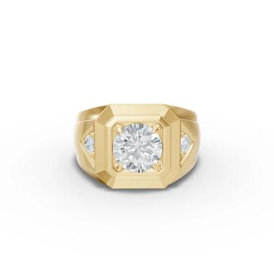 Men's Lab Grown Diamond Three-Stone Ring in 10K Yellow Gold (2 1/4 ct. tw.)