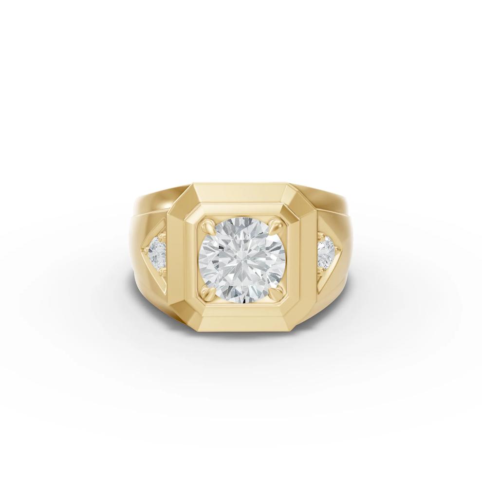 Men's Lab Grown Diamond Three-Stone Ring in 10K Yellow Gold (2 1/4 ct. tw.) – Image 1 of 4