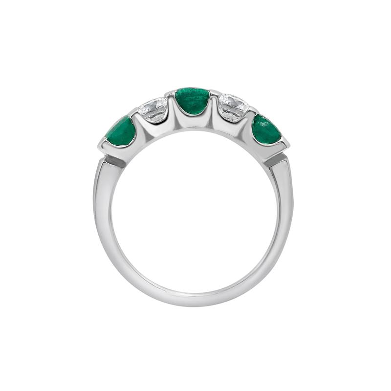 Emerald &amp; White Sapphire Ring in Sterling Silver  – Image 2 of 5