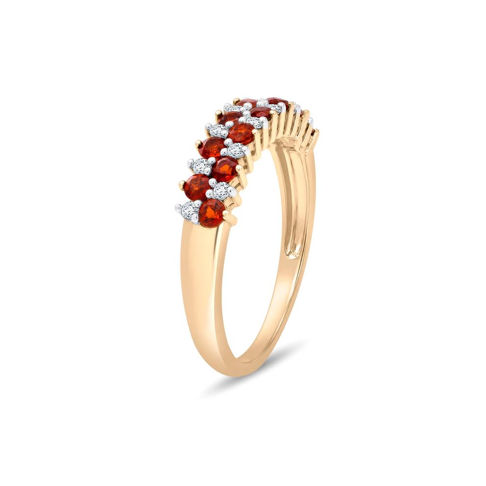 Garnet &amp; Diamond Band in 10K Yellow Gold (1/7 ct. tw.) – Image 3 of 4