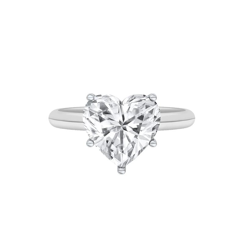 Lab Grown Diamond Heart-Shaped Solitaire Ring in 14K White Gold &#40;3 ct.&#41; – Image 1 of 4