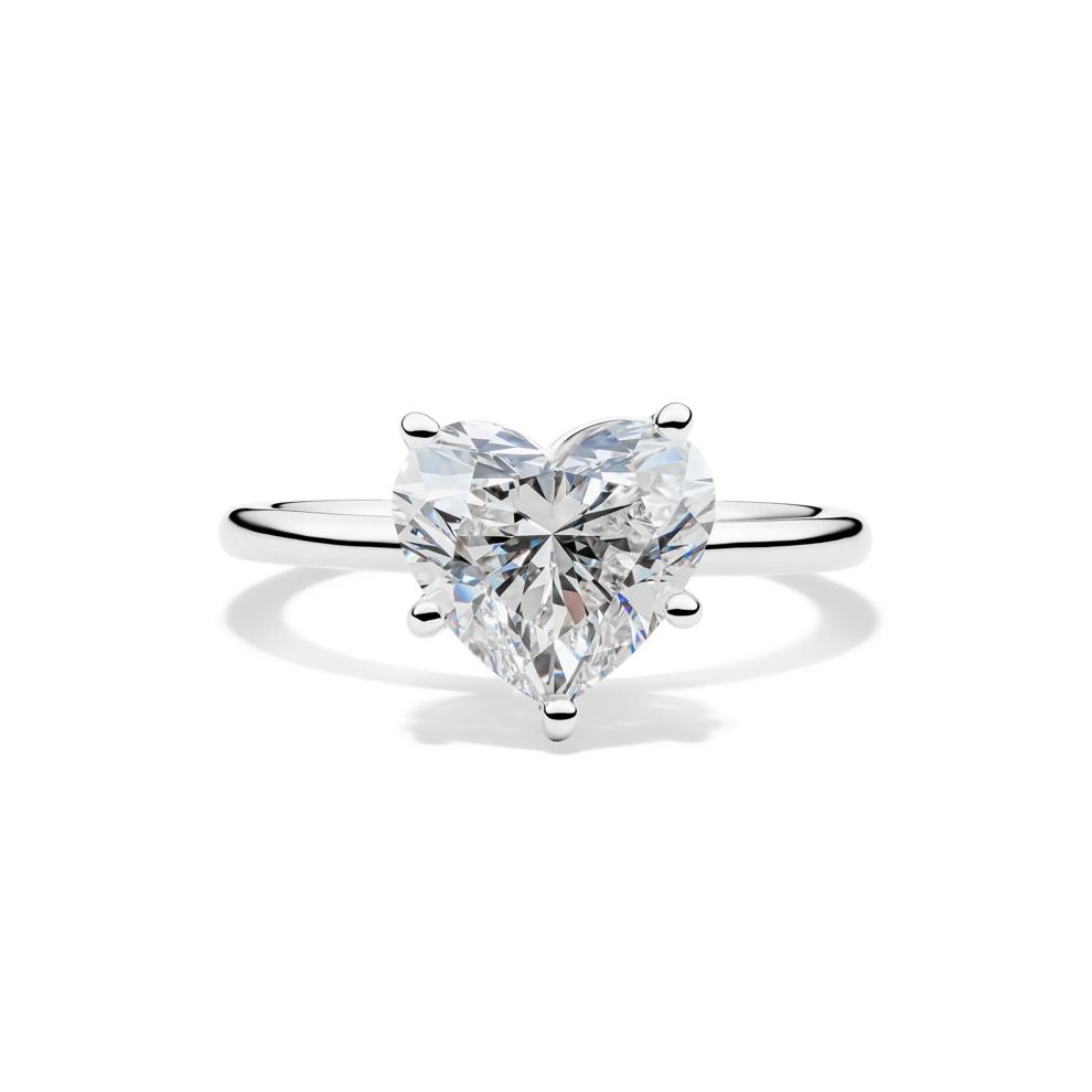 Lab Grown Diamond Heart-Shaped Solitaire Ring in 14K White Gold (3 ct.) – Image 1 of 4