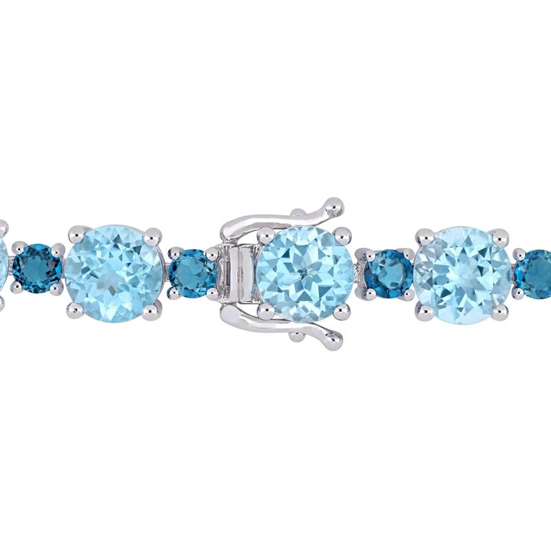 Sky-Blue Topaz &amp; London Blue Topaz Tennis Bracelet in Sterling Silver – Image 2 of 5