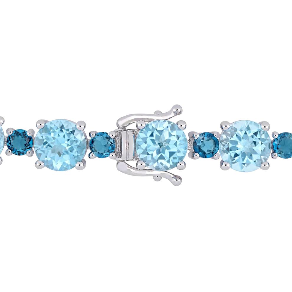 Sky-Blue Topaz &amp; London Blue Topaz Tennis Bracelet in Sterling Silver – Image 2 of 5