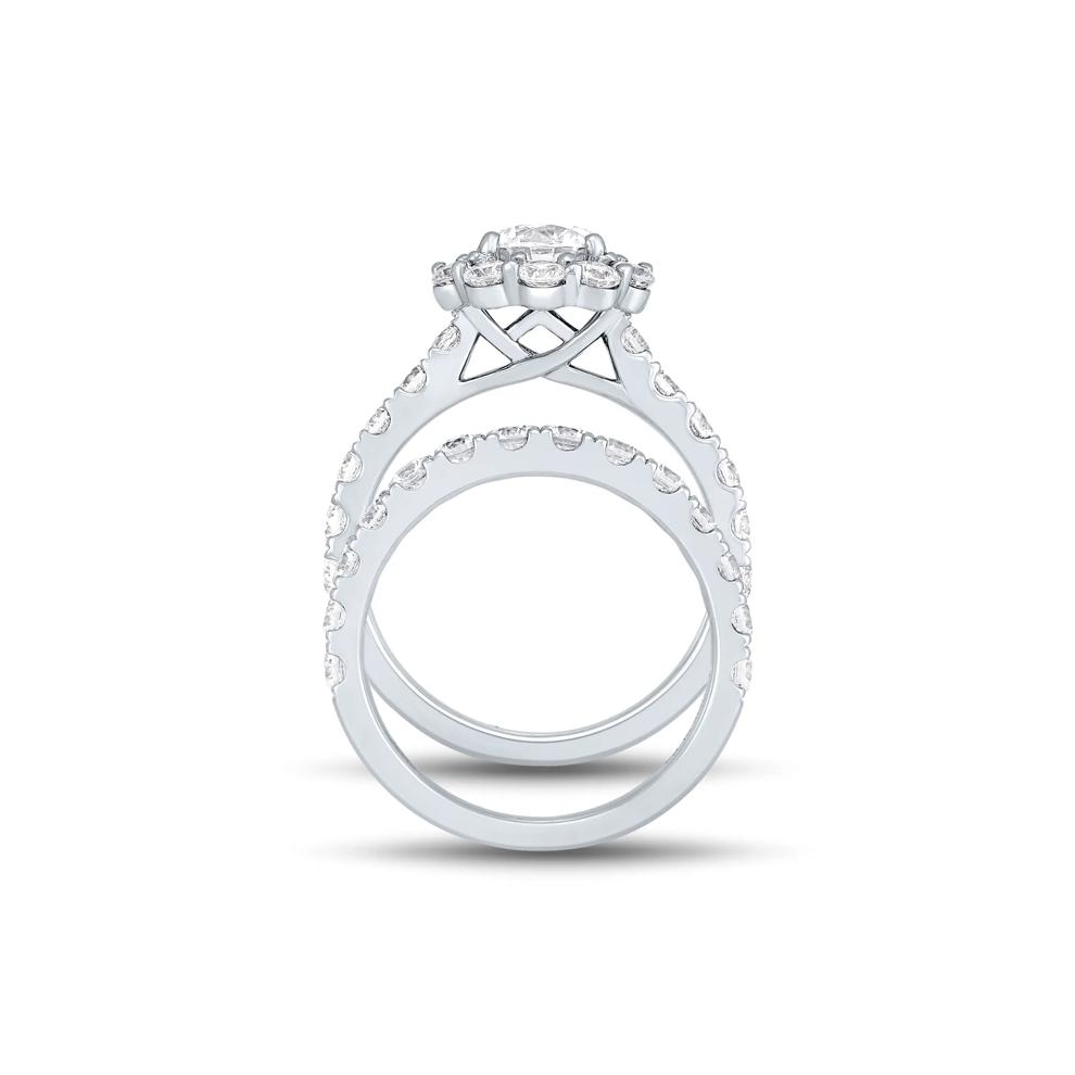 Lab Grown Diamond Round Halo Bridal Set in 14K White Gold (3 ct. tw.) – Image 2 of 6
