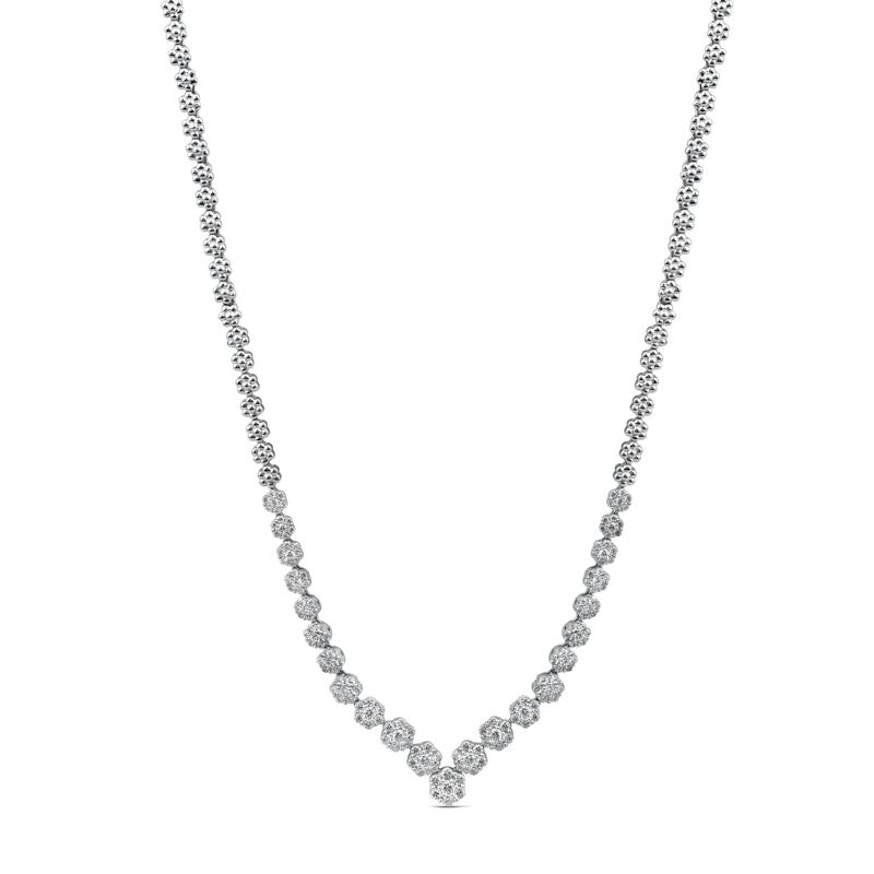 Lab Grown Diamond 7-Stone Cluster Necklace in 10K White Gold &#40;3 ct. tw.&#41; – Image 1 of 2