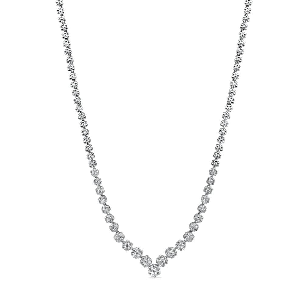 Lab Grown Diamond 7-Stone Cluster Necklace in 10K White Gold (3 ct. tw.) – Image 1 of 2