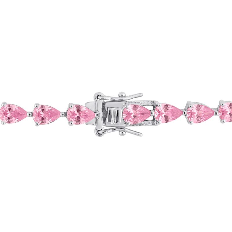 Lab-Created Pink Sapphire Tennis Bracelet in Sterling Silver, 7.25&rdquo;  – Image 2 of 5