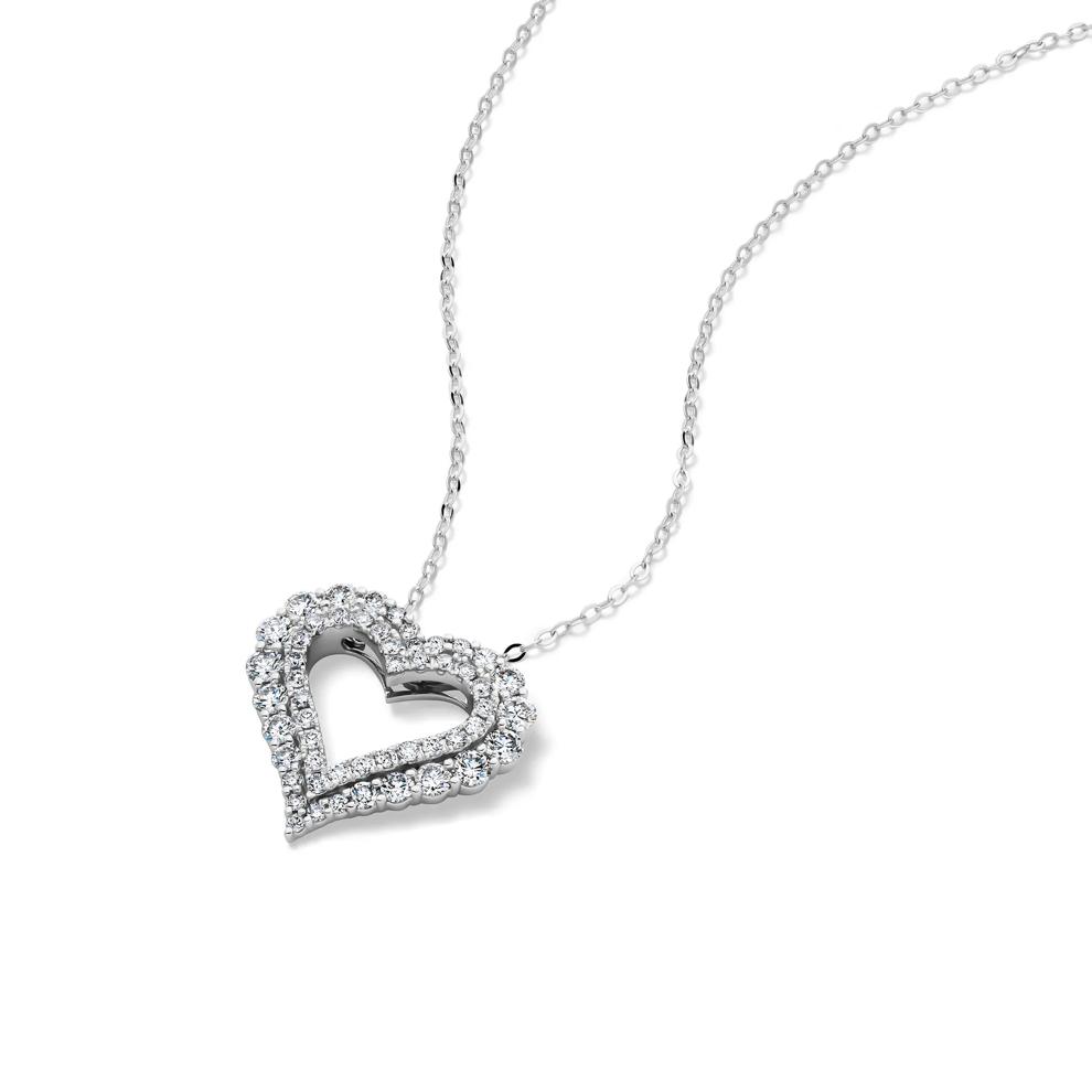 1 1/4 ct. tw. Lab Grown Diamond Heart Pendant in 14K White Gold – Image 4 of 4