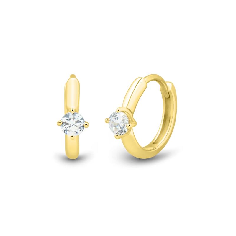 Lab Grown Diamond Huggie Hoop Earrings in 10K Yellow Gold &#40;1/3 ct. tw.&#41; – Image 2 of 5