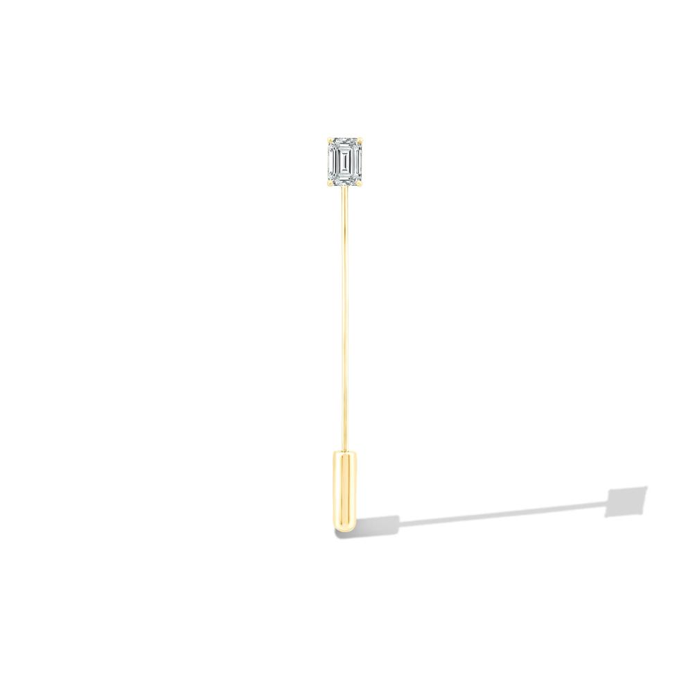 Men's Lab Grown Diamond Emerald Stick-Pin Brooch in Gold Vermeil (1 ct. tw.) – Image 1 of 2