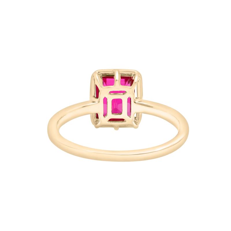 Faux-Bezel Ruby Ring in 10K Yellow Gold – Image 4 of 5