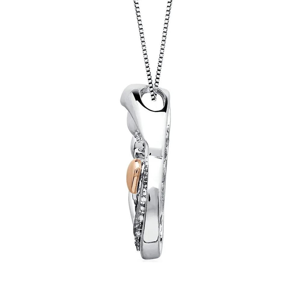 Diamond Mother &amp; Baby Necklace Pendant in Sterling Silver &amp; 14K Rose Gold – Image 2 of 2
