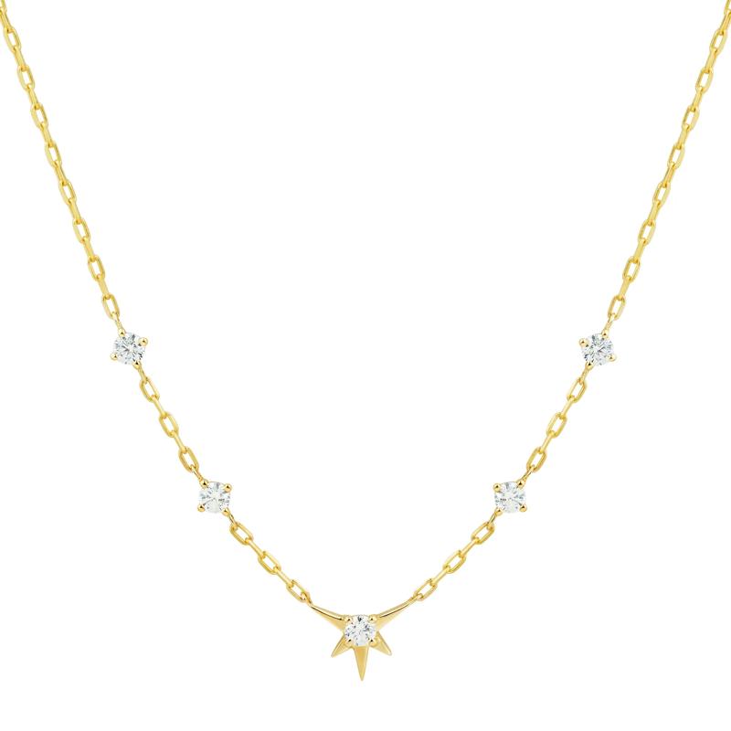 Lab Grown Diamond Starburst Station Necklace in 10K Yellow Gold &#40;1/4 ct. tw.&#41; – Image 1 of 3
