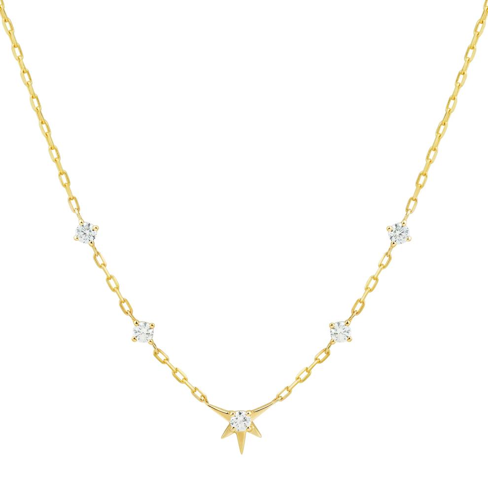 Lab Grown Diamond Starburst Station Necklace in 10K Yellow Gold (1/4 ct. tw.) – Image 1 of 3