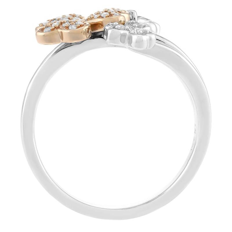 Diamond Clover and Bee Ring in Sterling Silver &amp; 10K Rose Gold &#40;1/7 ct. tw.&#41; – Image 2 of 3