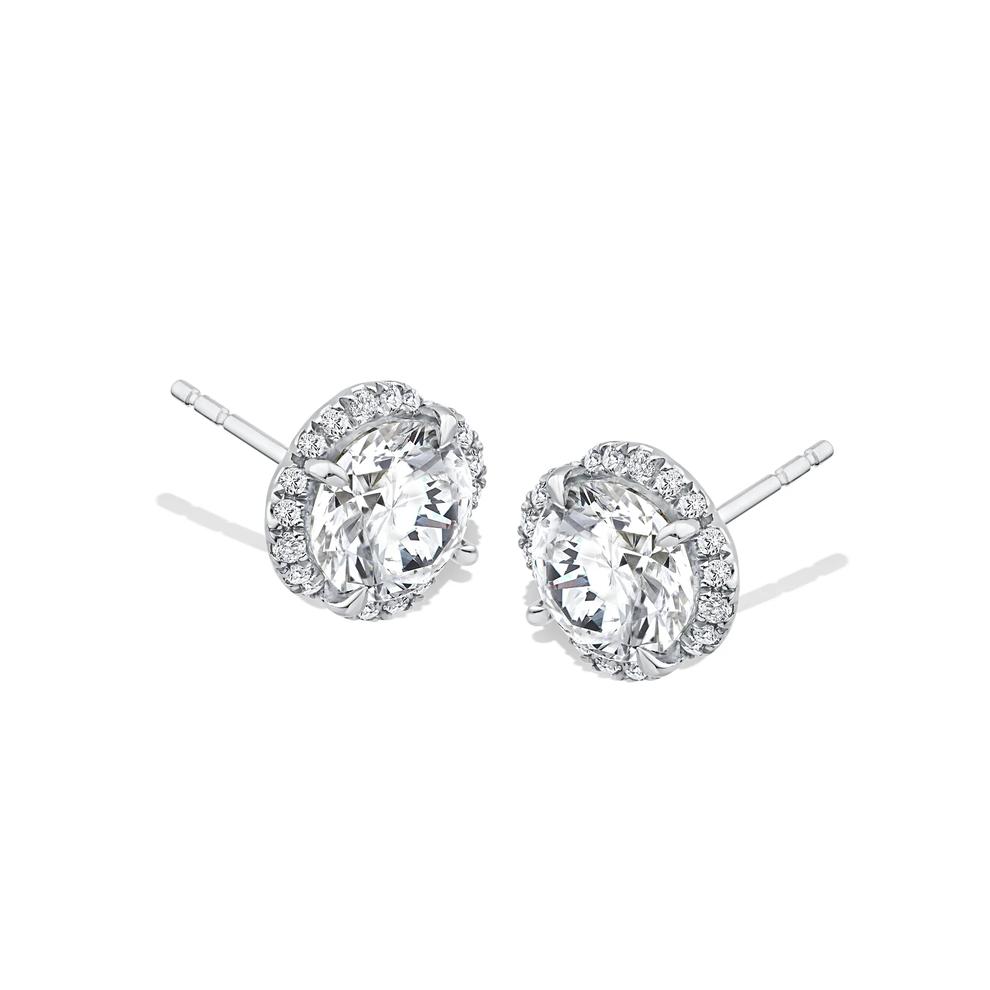 Lab Grown Diamond Fancy Halo Stud Earrings in 10K White Gold (2 1/7 ct. tw.) – Image 1 of 3