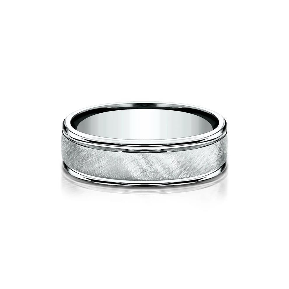 Men&rsquo;s Satin Wedding Band in Platinum, 6MM – Image 1 of 3