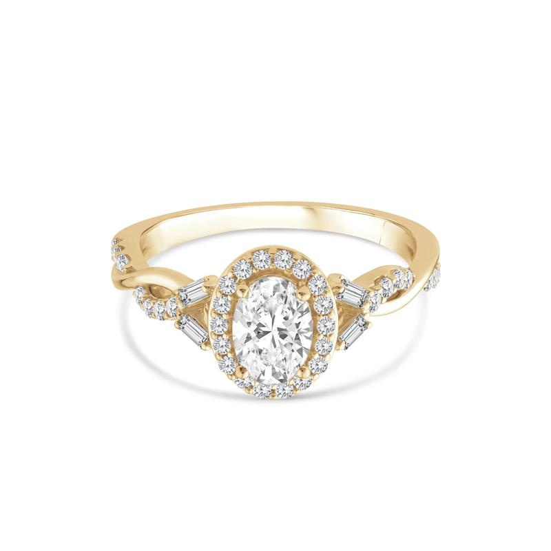 Lab Grown Diamond Oval Engagement Ring in 10K Yellow Gold &#40;1 ct. tw.&#41; – Image 1 of 3