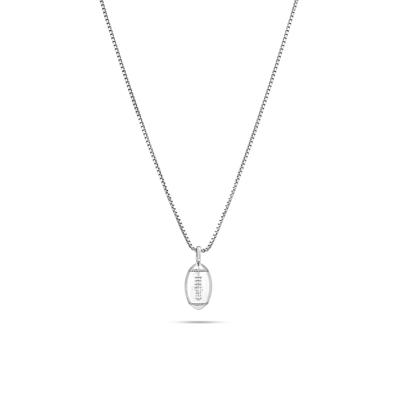 Diamond Football Pendant Necklace in Sterling Silver (1/7 ct. tw.)