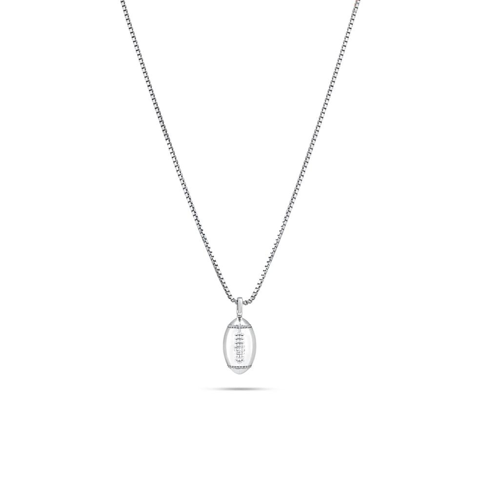 Diamond Football Pendant Necklace in Sterling Silver (1/7 ct. tw.) – Image 1 of 4