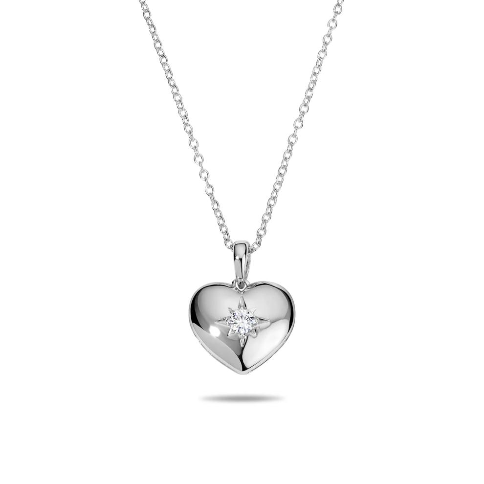 Diamond Heart Pendant Necklace in Sterling Silver (1/10 ct. tw.) – Image 1 of 4