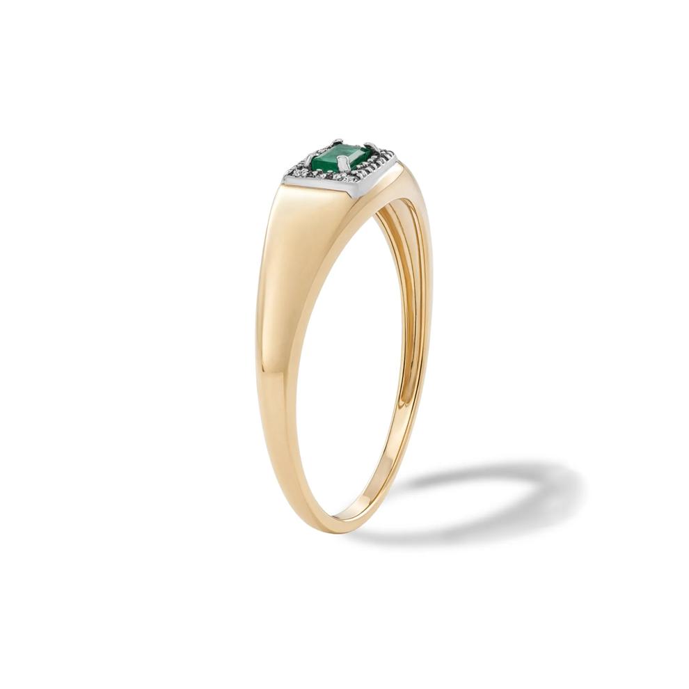 Emerald &amp; Diamond Accent Ring in 10K Yellow Gold – Image 2 of 4