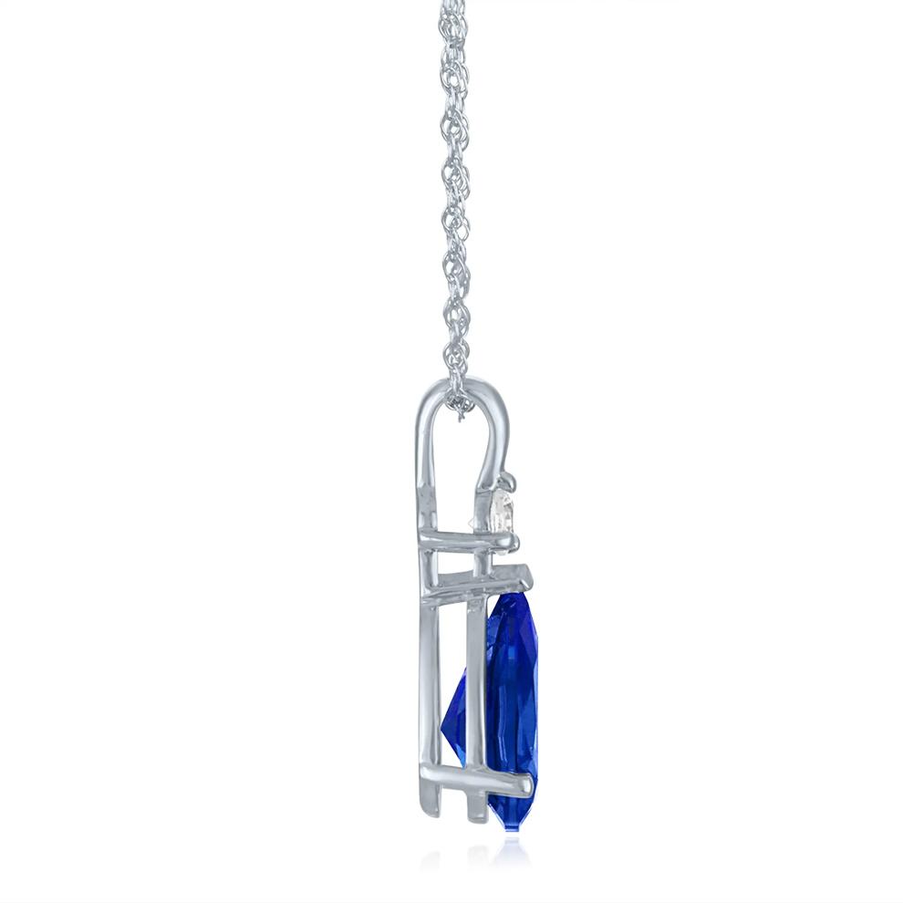 Lab-Created Blue Sapphire and Lab-Created White Sapphire Pendant in 10K White Gold – Image 2 of 3